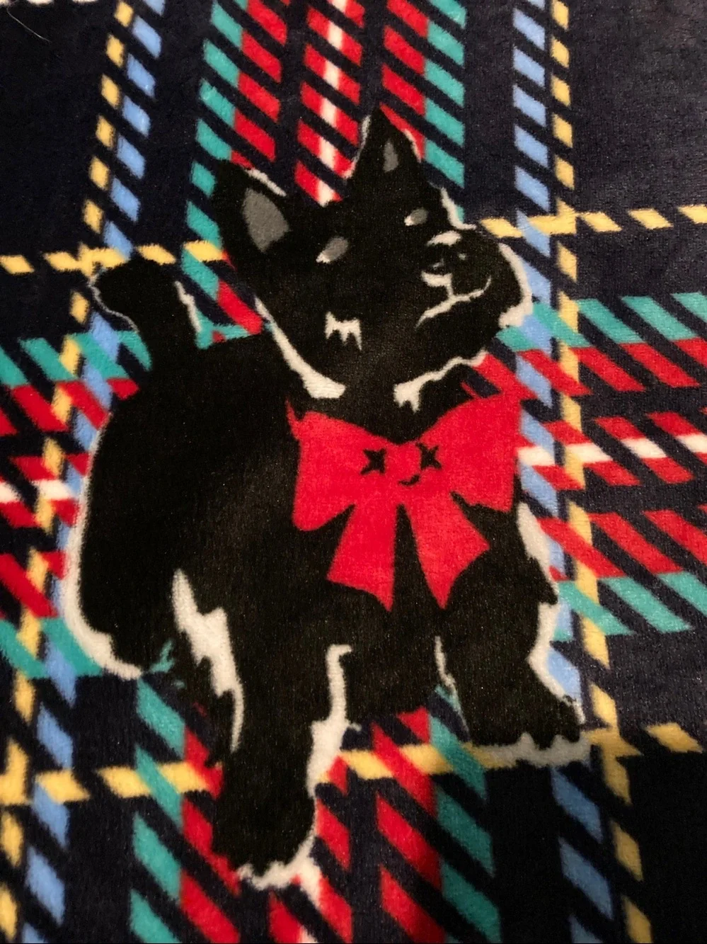Vera Bradley Navy Plaid Scottie Dog Fleece Throw with Red Accents
